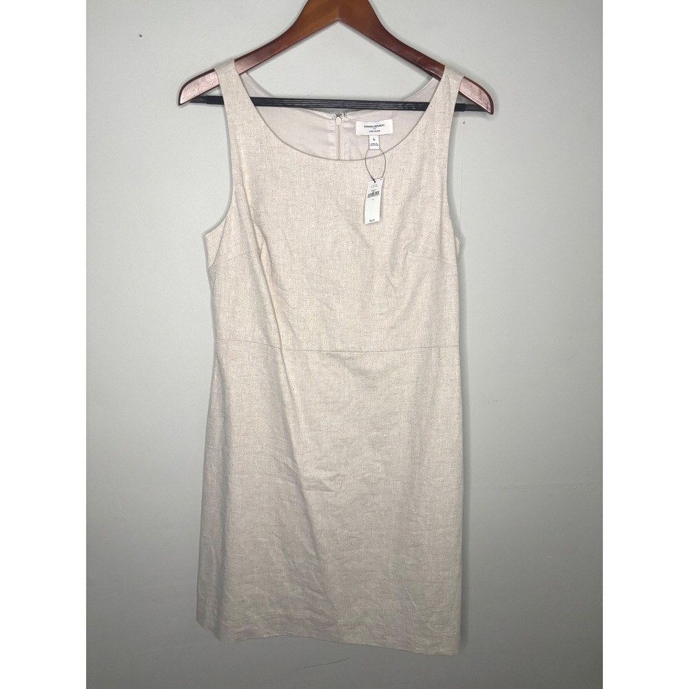 Banana Republic Linen Blend Shift Dress Oatmeal Sleeveless NWT Size 6